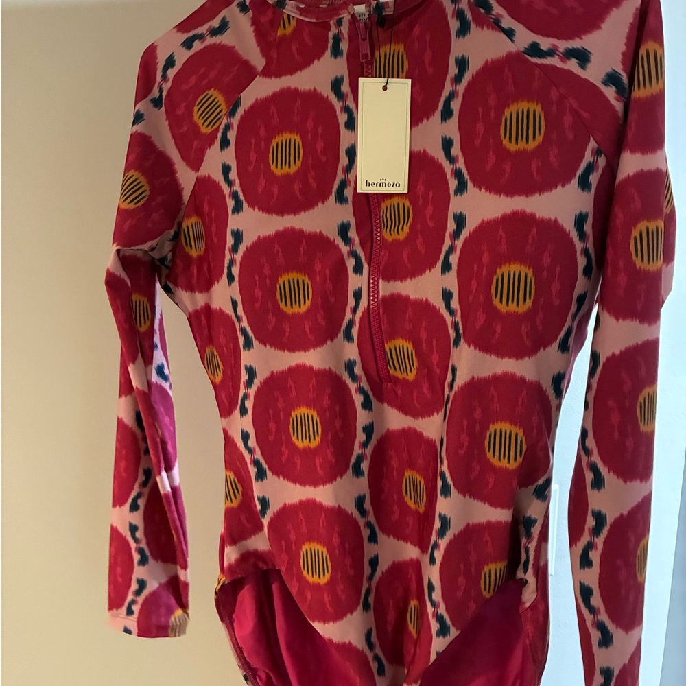 Hermoza Red and Pink Patterned One Piece - rashguard- Swimsuit